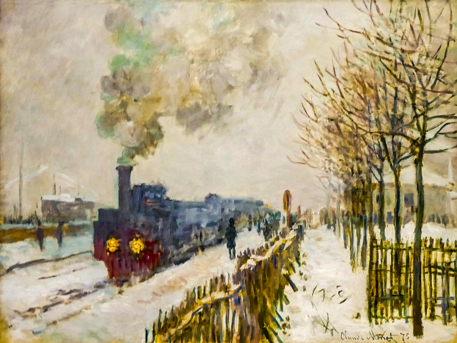 Bécs Claude Monet - Train Engine in the snow (1875)