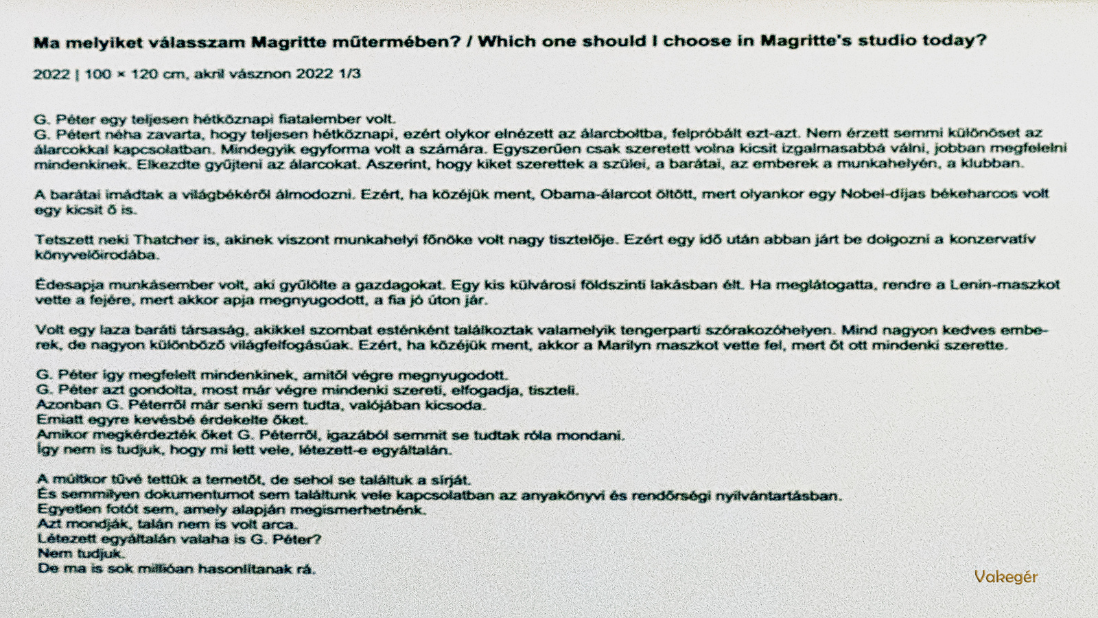 MáRiáS - Ma melyiket válasszam Magritte műtermében - tábla