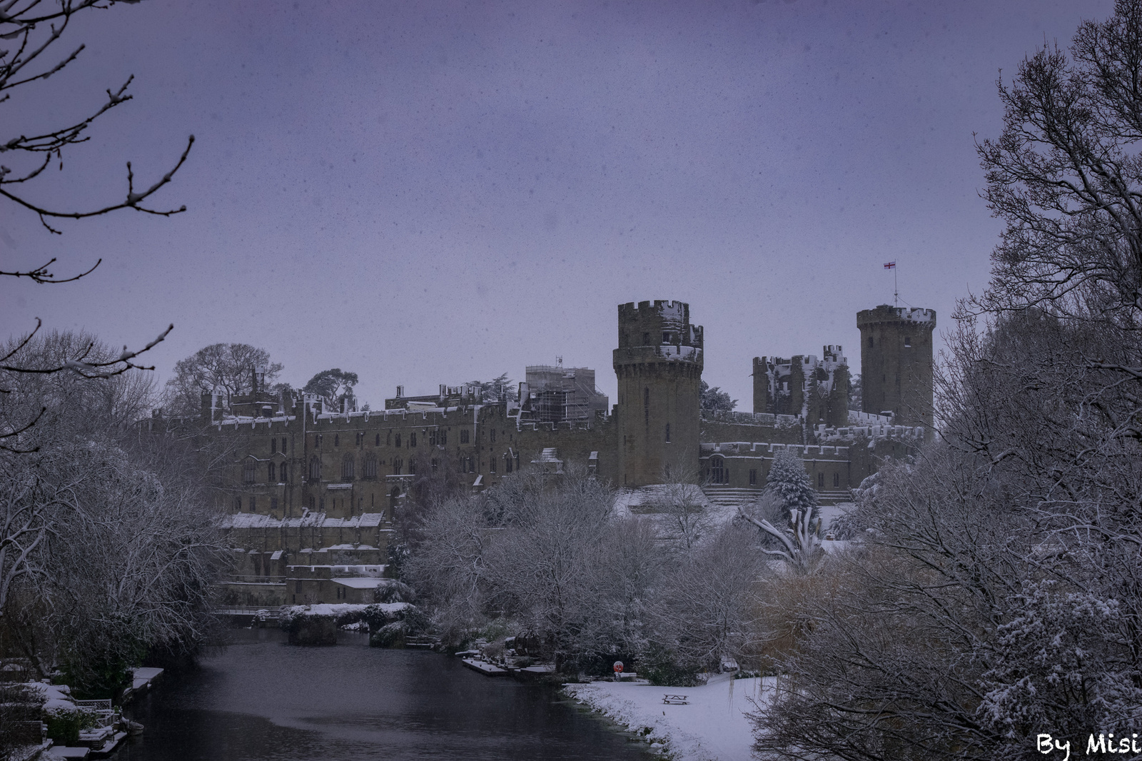 Warwick kastély a hóban