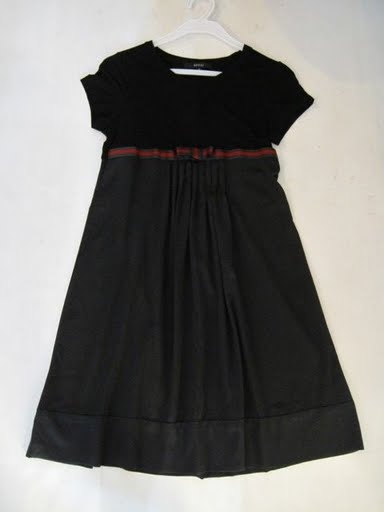 90716B-34 GUCCI BLACK COTTON JERSEY&SILK DRESS SIZE 2 4 6 PRICE 