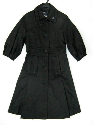 90808B-29 GUCCI BLACK COTTON DUSTCOAT SIZE 2 4 6 PRICE USD 49[1]