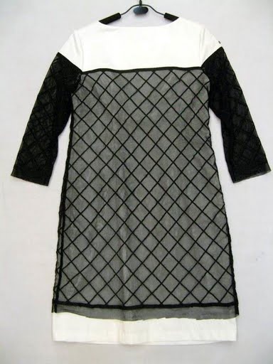 90806B-16 CHANEL BLACK COTTON&GAUZE DRESS SIZE 2 4 6(BACK) PRICE