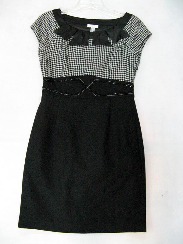 90924C-16  CHANEL BLACK WOOL&COTTON DRESS SIZE 36 38 40 42 PRICE