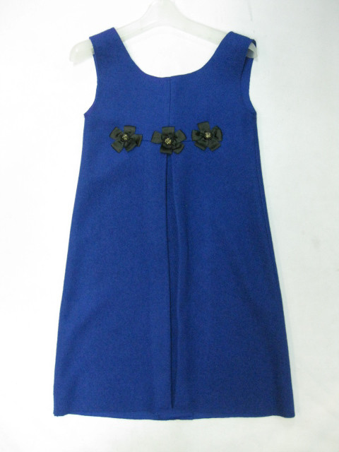 91017A-18A CHANEL BLUE WOOOL DRESS SIZE 2 4 6 (BACK)  PRICE USD3