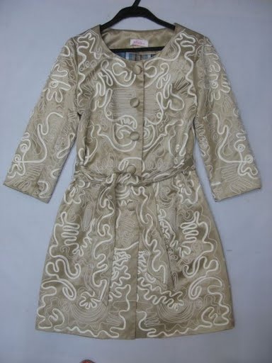 90713A-06 ANNA SUI BEIGE SILK&POLYESTER DUSTCOAT SIZE 2 4 6 PRIC