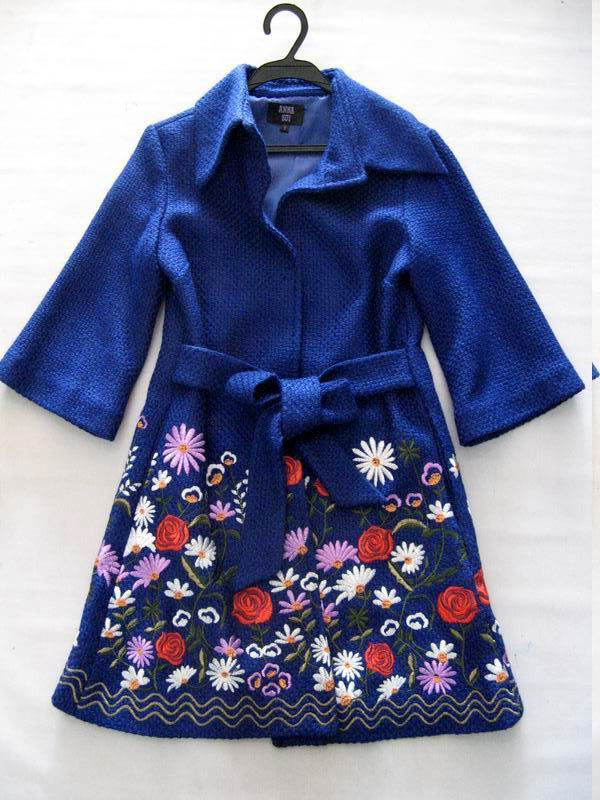 91009B-7A  ANNA SUI BLUE WOOL COAT SIZE 2 4 6 PRICE USD57