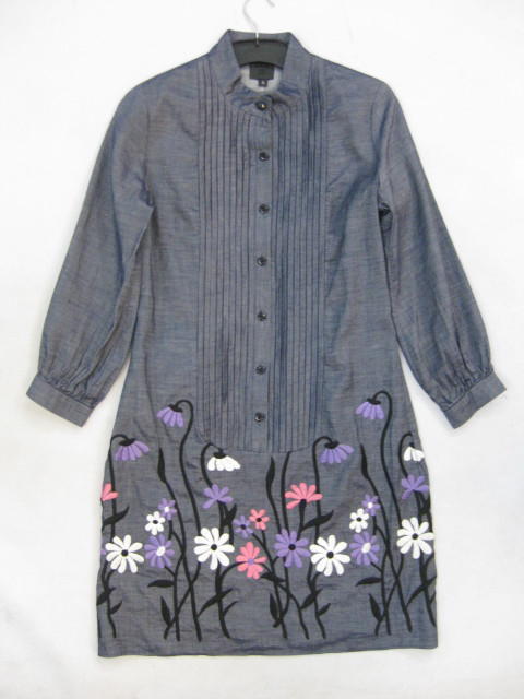 91016A-30   ANNA SUI BLUE COTTON JEANS DRESS SIZE 2 4 6 PRICE US