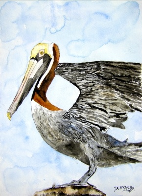 pelican 4 bird painting small