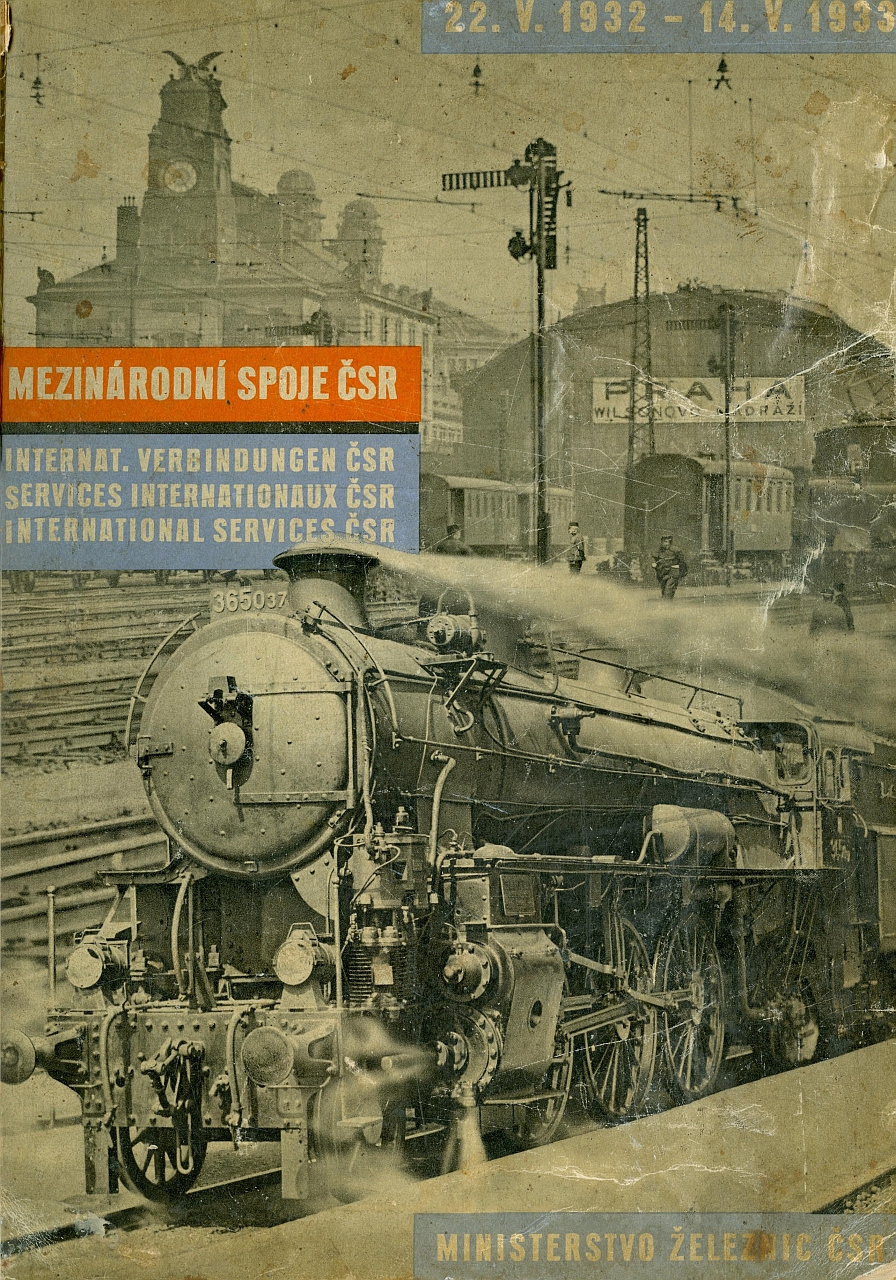 Csehszlovák 365.037 nemzetközi menetrend borítóján 1932