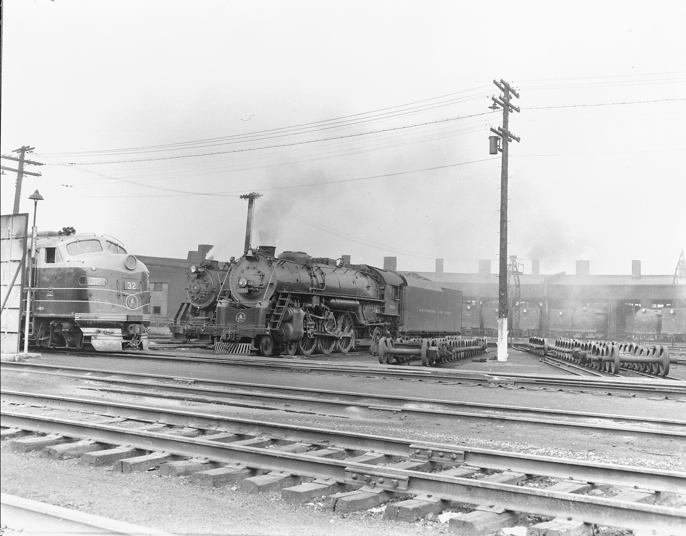 Amerikai Baltimore &amp; Ohio RR mozdonyok Willard fűtőház 1938