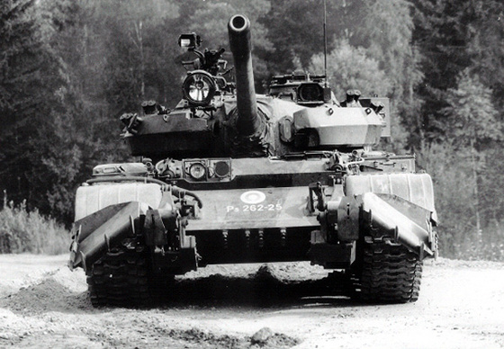 T-55M with de-mining ploughs (Finnland)