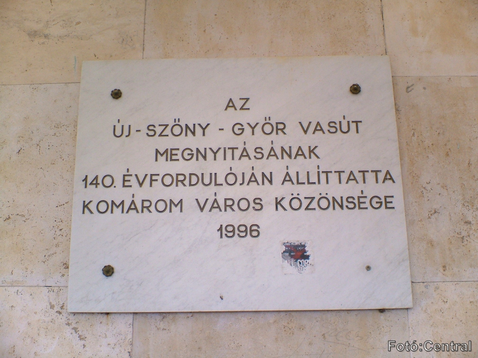 Az Új-Szőny-Győr vasútvonal megnyitásának 140.évfordulóján,1996-