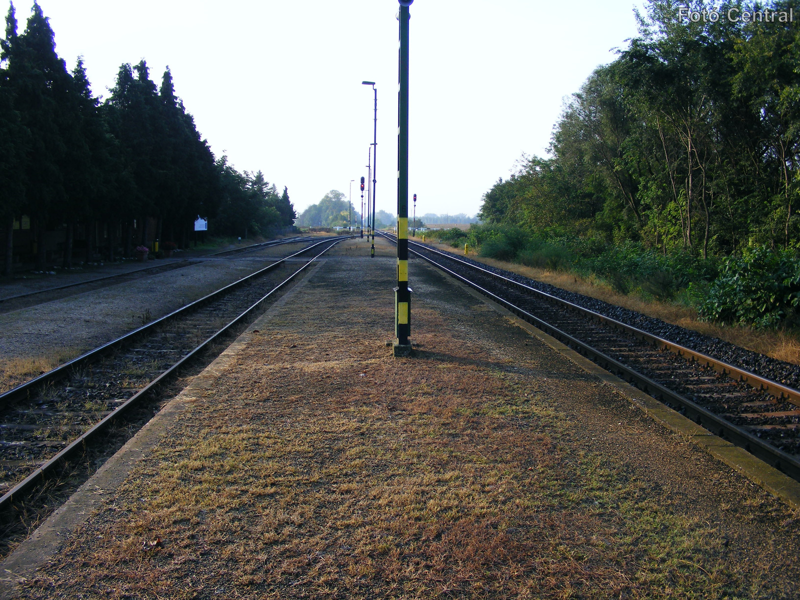 A II.és III.számú vágányok között lévő peron Csorna felé nézve.