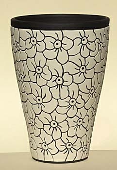 black   white stoneware vase