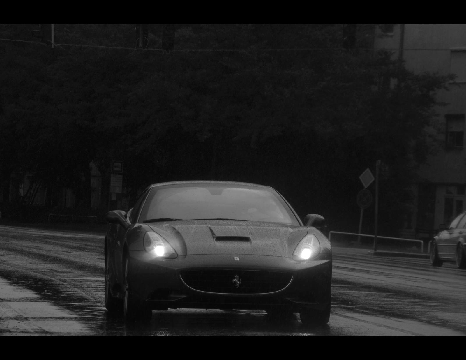 Ferrari in the rain...