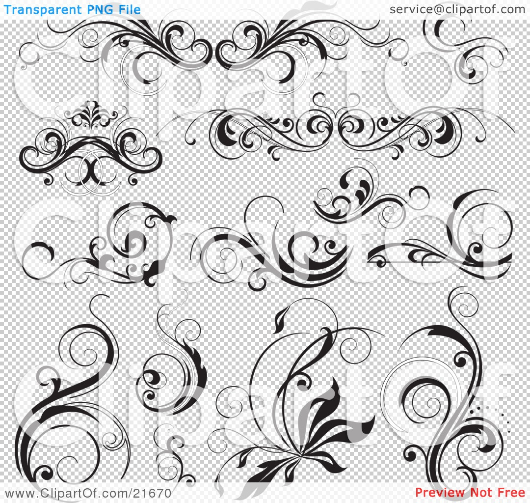 Clipart-Picture-Illustration-Of-A-Collection-Of-Elegant-Flourish